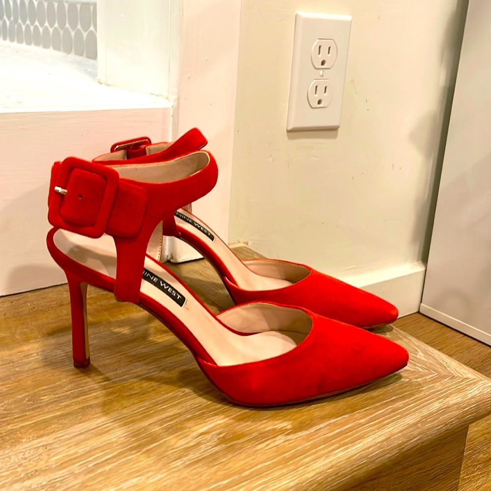 Bright Red Nine West heels